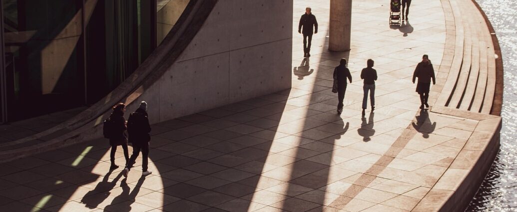 people, road, the shade, light, building, urban